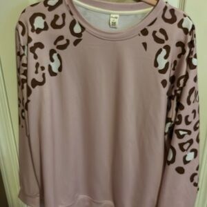 Pink cheetah crew neck